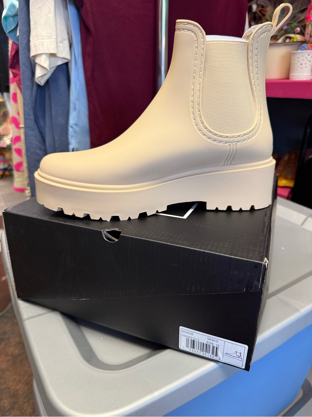 ShuShop Cream Platform Chelsea Ankle Boot